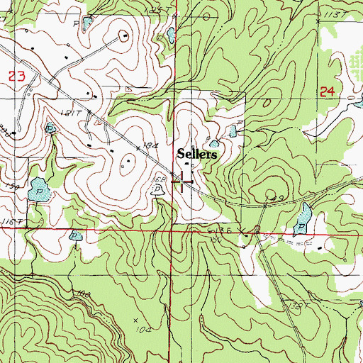 Topographic Map of Sellers, MS