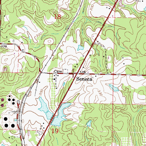Topographic Map of Seneca, MS