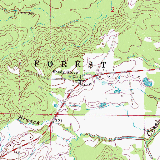 Topographic Map of Shady Grove Church, MS