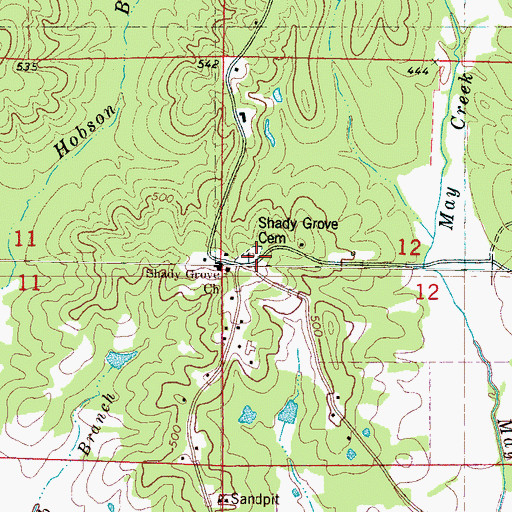 Topographic Map of Shady Grove Church, MS