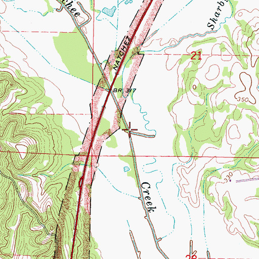 Topographic Map of Sharby Creek, MS
