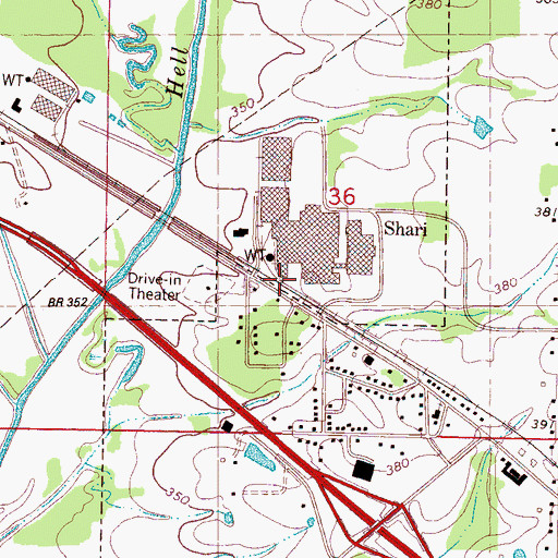 Topographic Map of Shari, MS