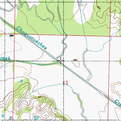Topographic Map of Shaw Creek, MS
