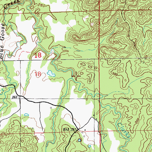 Topographic Map of Shelton Branch, MS