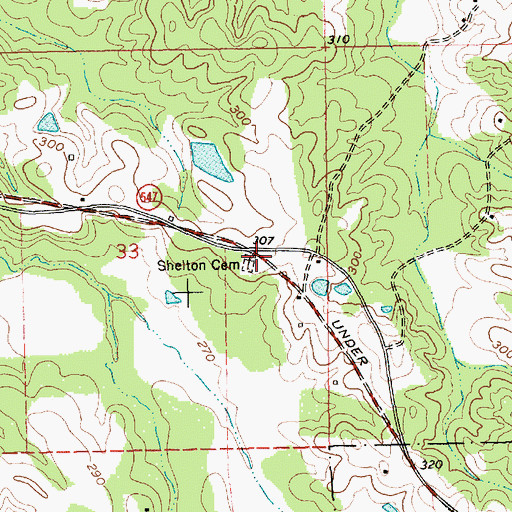 Topographic Map of Shelton Cemetery, MS