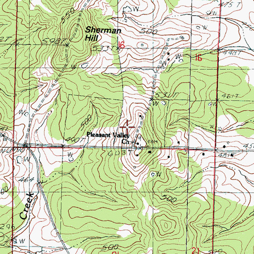 Topographic Map of Sherman Hill School, MS