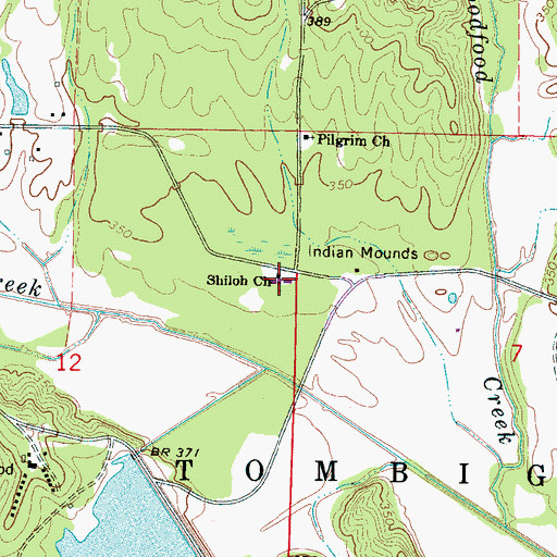 Topographic Map of Shiloh Baptist Church, MS