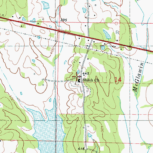 Topographic Map of Shiloh Baptist Church, MS