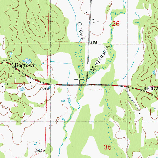 Topographic Map of Shiloh Creek, MS