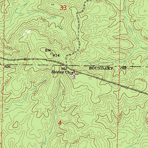 Topographic Map of Shirley Church, MS