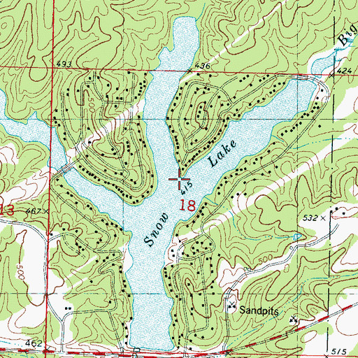Topographic Map of Snow Lake, MS