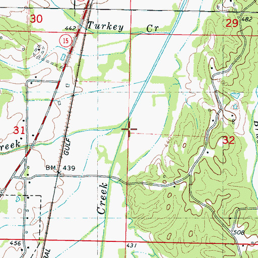 Topographic Map of Short Creek, MS