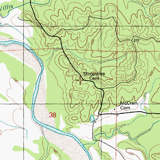 Topographic Map of Shropshire Cemetery, MS