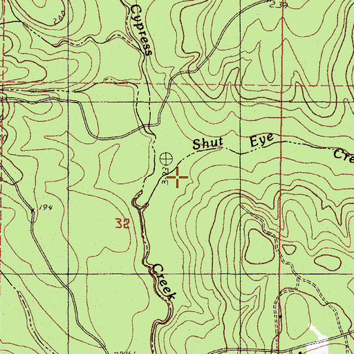 Topographic Map of Shut Eye Creek, MS