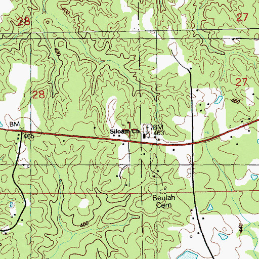 Topographic Map of Siloam Baptist Church, MS
