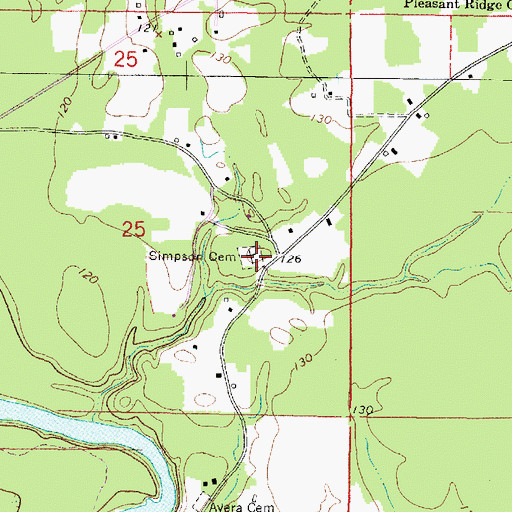 Topographic Map of Simpson Cemetery, MS