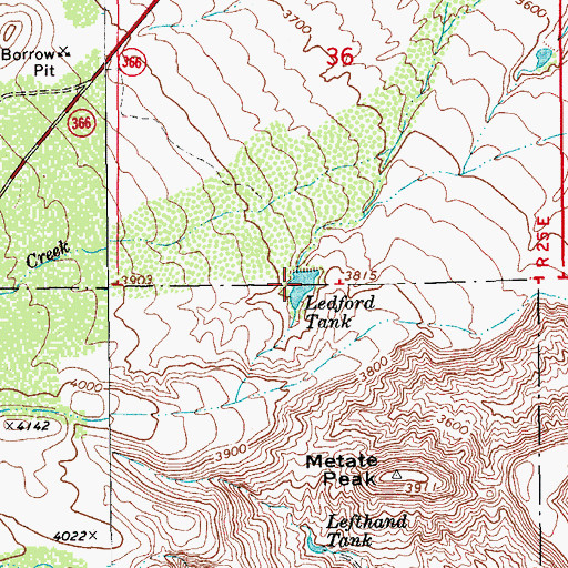 Topographic Map of Ledford Tank, AZ