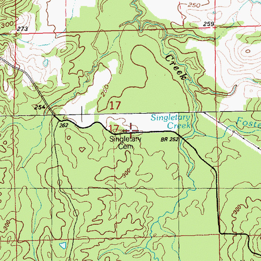 Topographic Map of Singletary Cemetery, MS