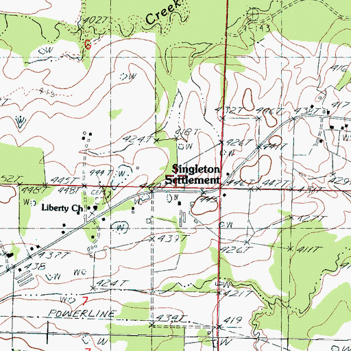 Topographic Map of Singleton Settlement, MS
