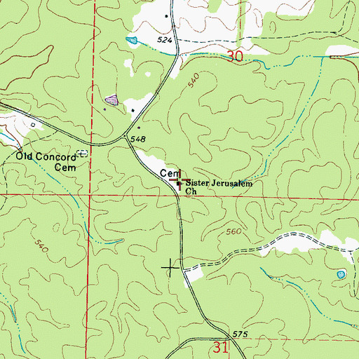 Topographic Map of Sister Jerusalem Church, MS