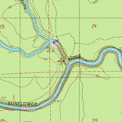 Topographic Map of Six Mile Bayou, MS