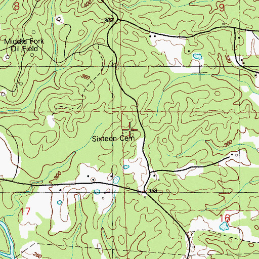 Topographic Map of Sixteen Cemetery, MS
