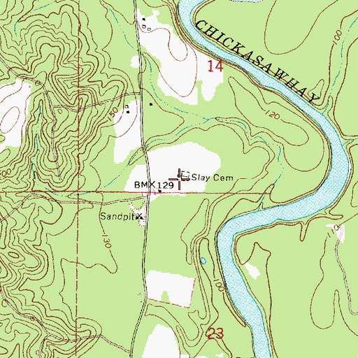 Topographic Map of Slay Cemetery, MS