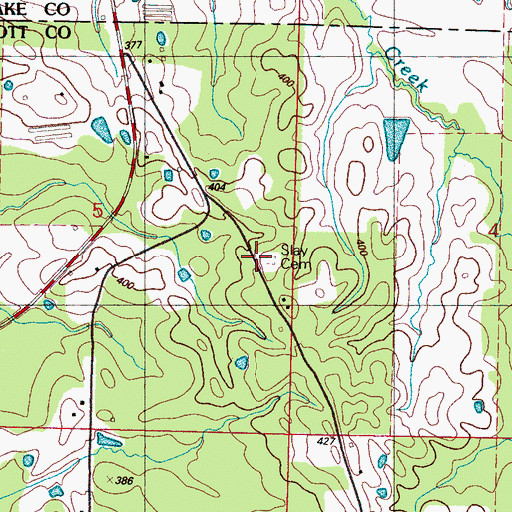 Topographic Map of Slay Cemetery, MS