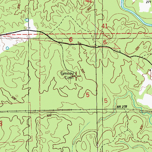 Topographic Map of Smiley Cemetery, MS