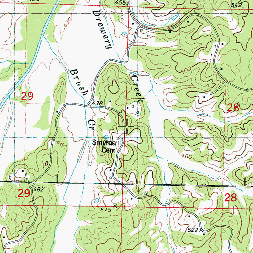 Topographic Map of Smyrna Cemetery, MS