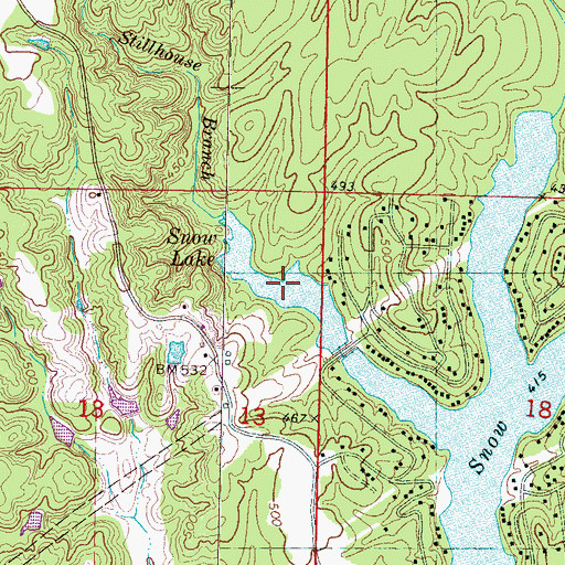 Topographic Map of Snow Lake, MS
