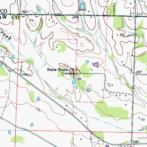 Topographic Map of Snow Town Church, MS