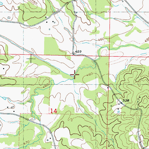 Topographic Map of South Branch Hurricane Creek, MS
