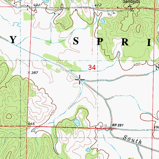 Topographic Map of South Fork Chilli Creek, MS