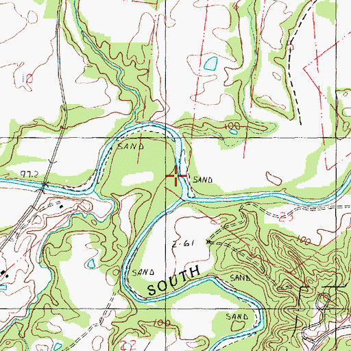 Topographic Map of South Fork Coles Creek, MS
