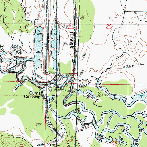 Topographic Map of Spearman Creek, MS