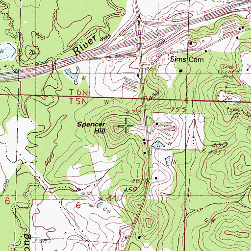 Topographic Map of Spencer Hill, MS