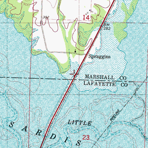 Topographic Map of Spraggins, MS