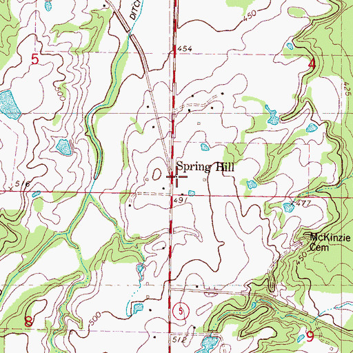 Topographic Map of Spring Hill, MS