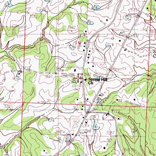 Topographic Map of Spring Hill Cemetery, MS