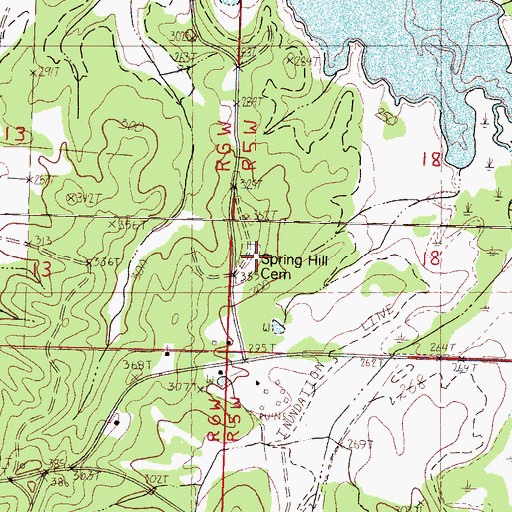 Topographic Map of Spring Hill Cemetery, MS