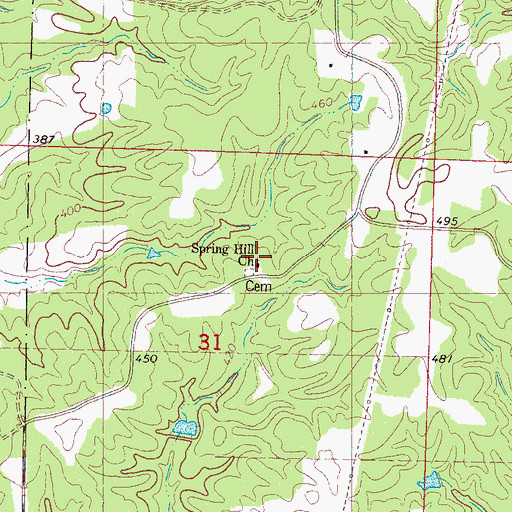 Topographic Map of Spring Hill Church, MS