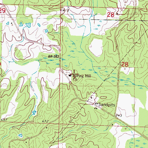 Topographic Map of Spring Hill Church, MS