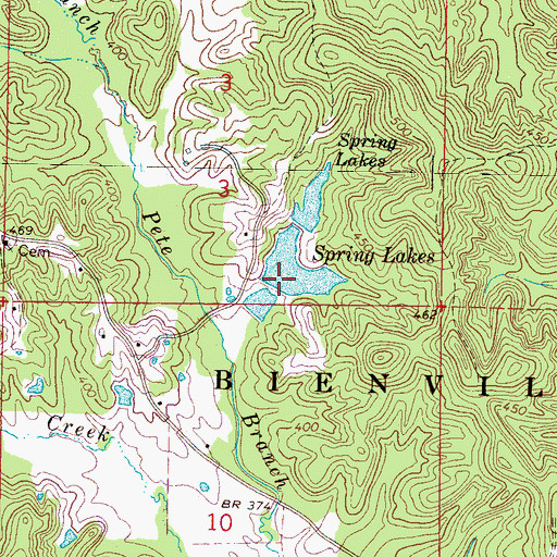 Topographic Map of Spring Lakes, MS
