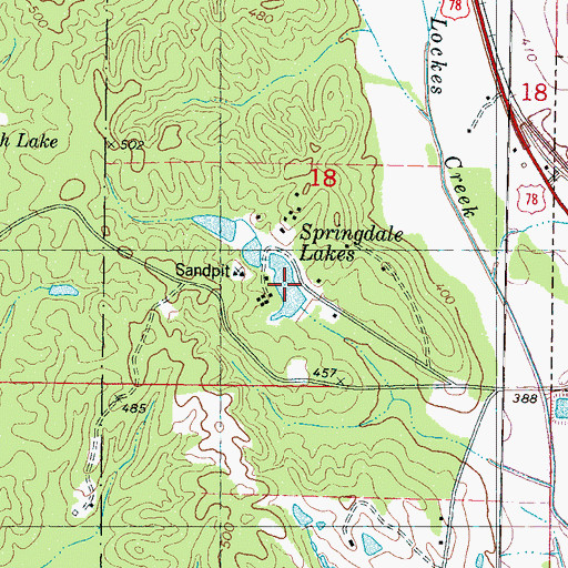 Topographic Map of Springdale Lakes, MS
