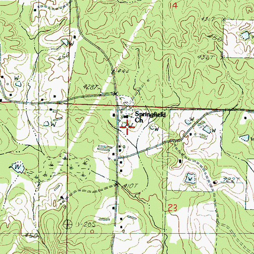 Topographic Map of Springfield Church, MS