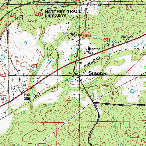 Topographic Map of Stanton, MS