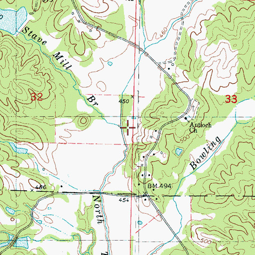 Topographic Map of Stave Mill Branch, MS