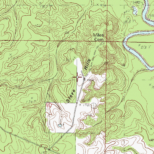 Topographic Map of Steve Hills, MS