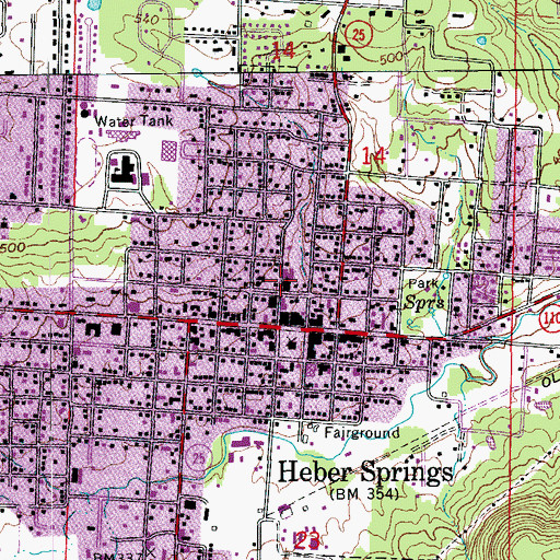 Topographic Map of First Baptist Church, AR